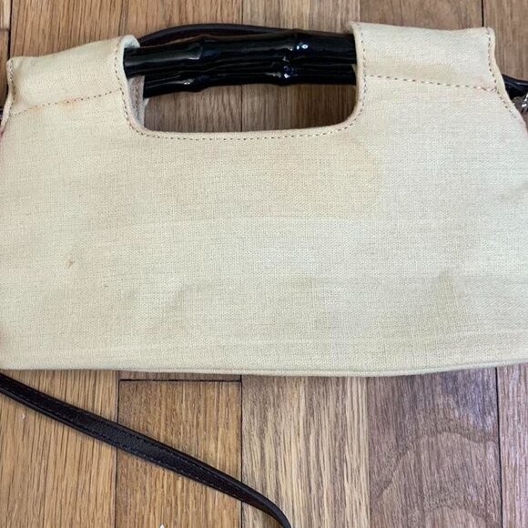 Vintage Forever by Fossil Boho Floral Embroidered Cream and Black Bamboo Handle - Picture 5 of 6